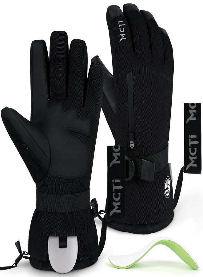 MCTi Pro Wrist Support Ski Gloves for Men, Winter Snowboard Gloves with Wrist Guard, Waterproof, 3M Thinsulate Warm, High Abrasion Resistance Black-L - Image 1
